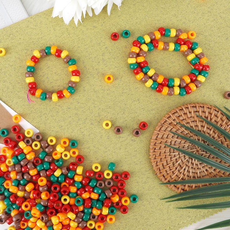 anpiwshjo Thanksgiving Pony Beads 1100 Pcs,Fall Beads,Bulk Bead for Jewelry Making,Hair Bead for Bracelet Making,Thankgiving Gifts for Mom Teacher Grandma(Fall Color) - Image 3